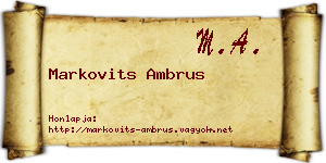 Markovits Ambrus névjegykártya